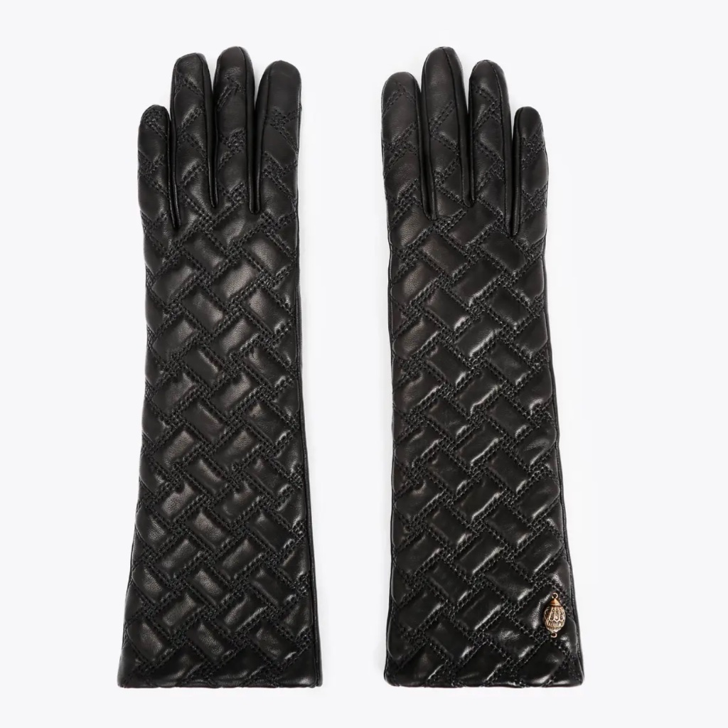 Kurt Geiger London Kensington Long Black Quilted Leather Gloves